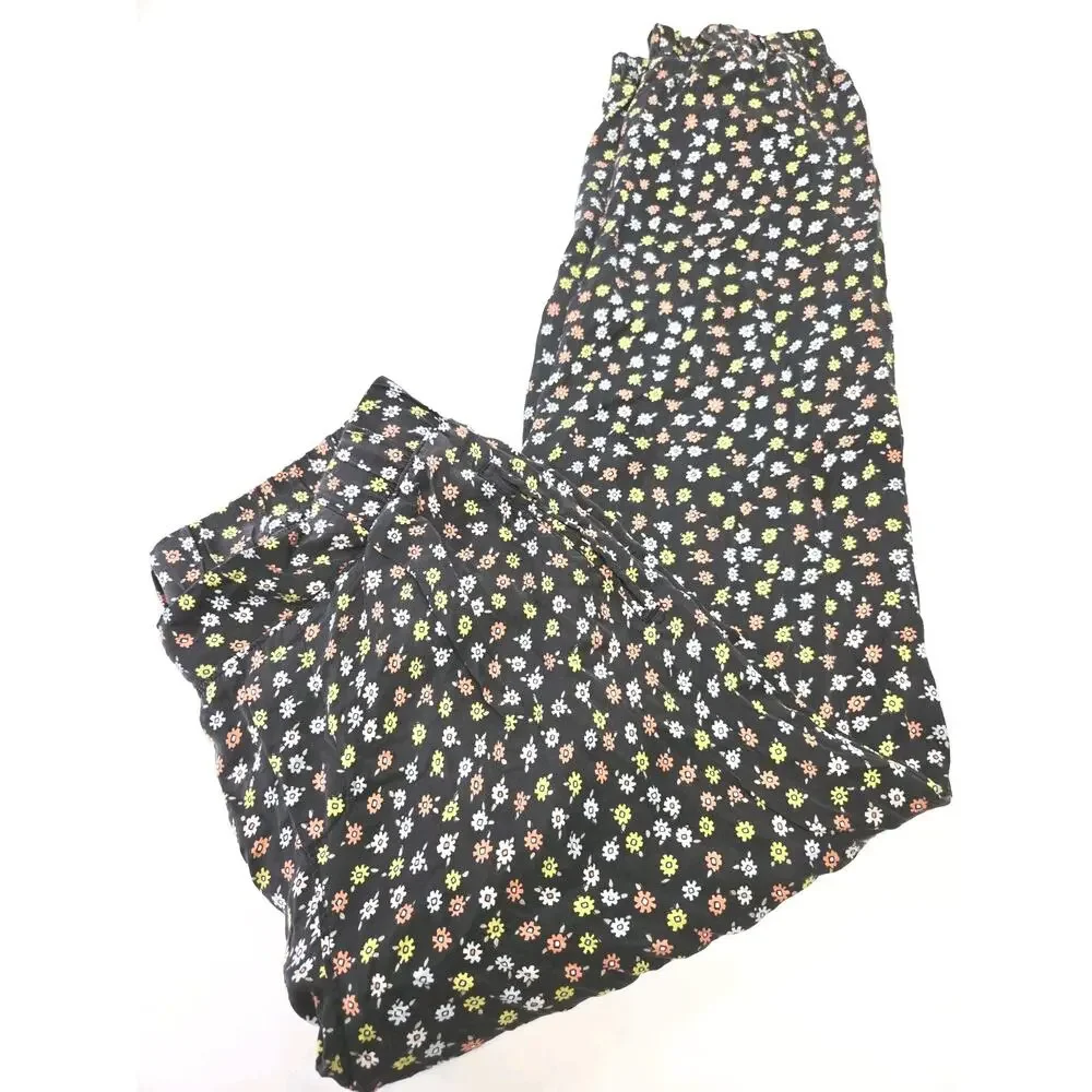 ATM 100%‎ Silk Pants High Rise Floral Print Flat Front Pockets EUC Med
